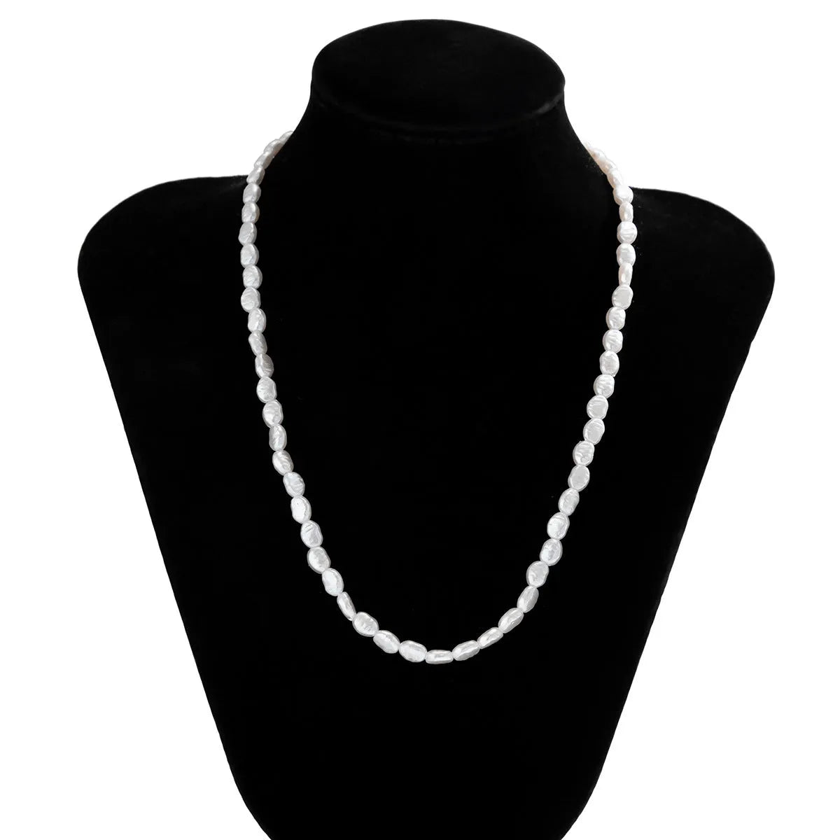 Men's white U-shaped pearl necklace adjustable from 41cm to 50cm length