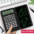 Portable scientific calculator with handwriting board, plastic body, 162 mm length, in black