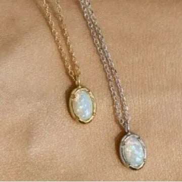 Women's oval pendant necklace in 925 silver with gold or white gold plating