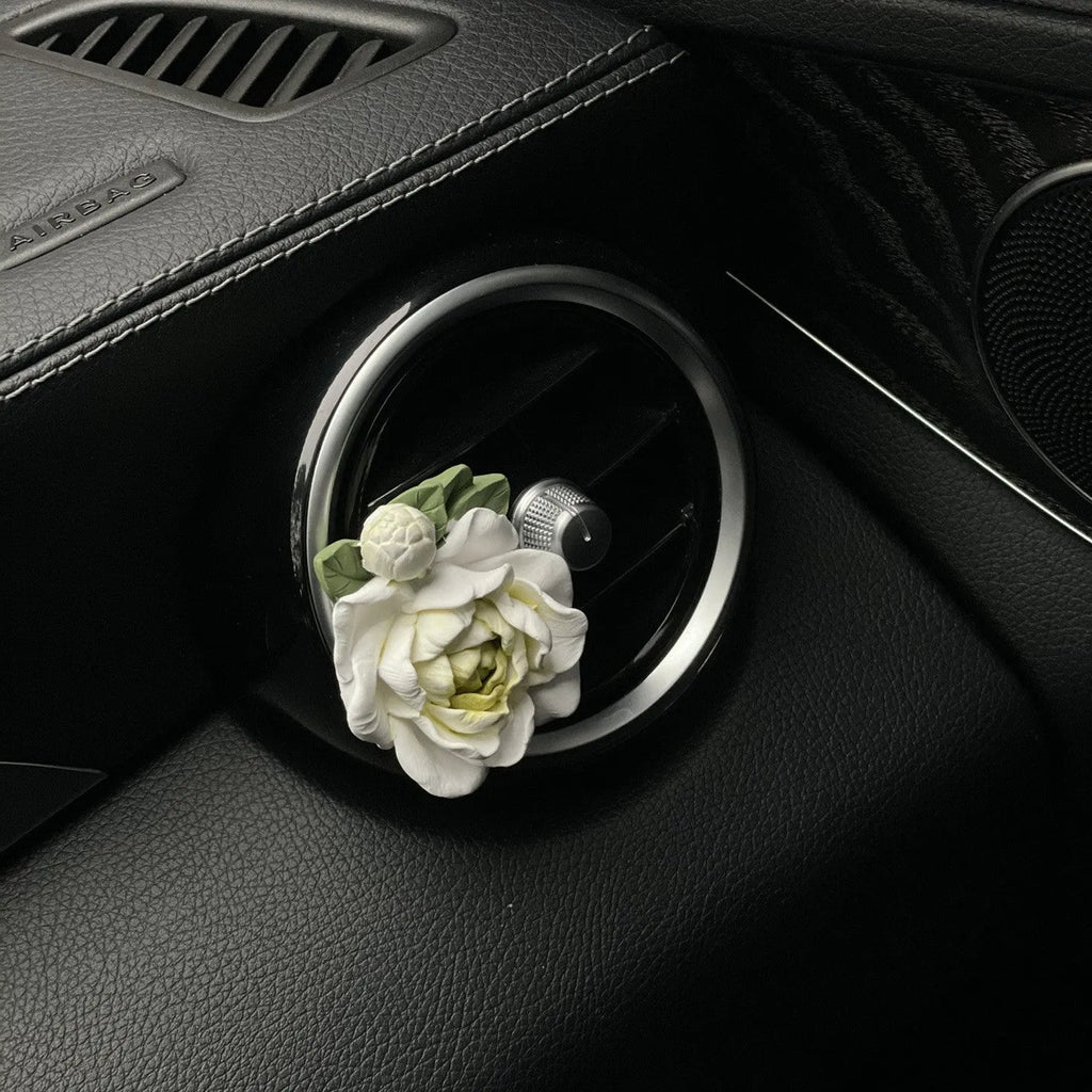 Gypsum car perfume solid air freshener with vent clip and jasmine essential oil bottle