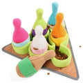 Pet Puzzle Play bowling toy set with sound, made from polar fleece, measuring 34.5 x 34.5 x 18 cm