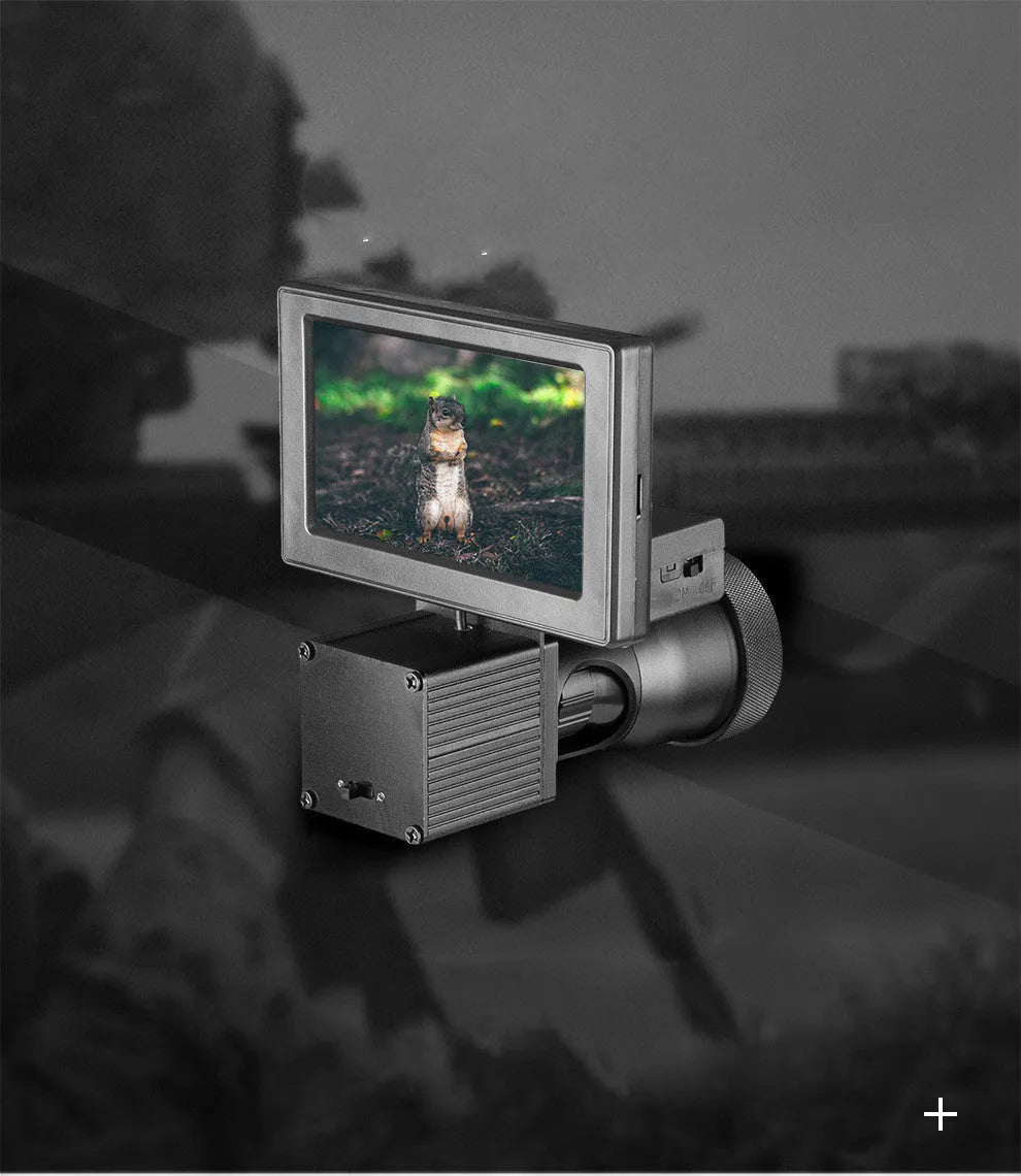 Black digital infrared monocular night vision device with 4.3-inch screen and 25mm lens.