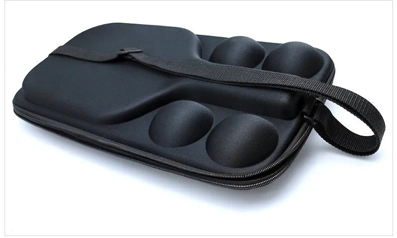 Black EVA pickleball racket storage bag with double shoulder straps, showing 45cm by 25cm by 8cm dimensions.