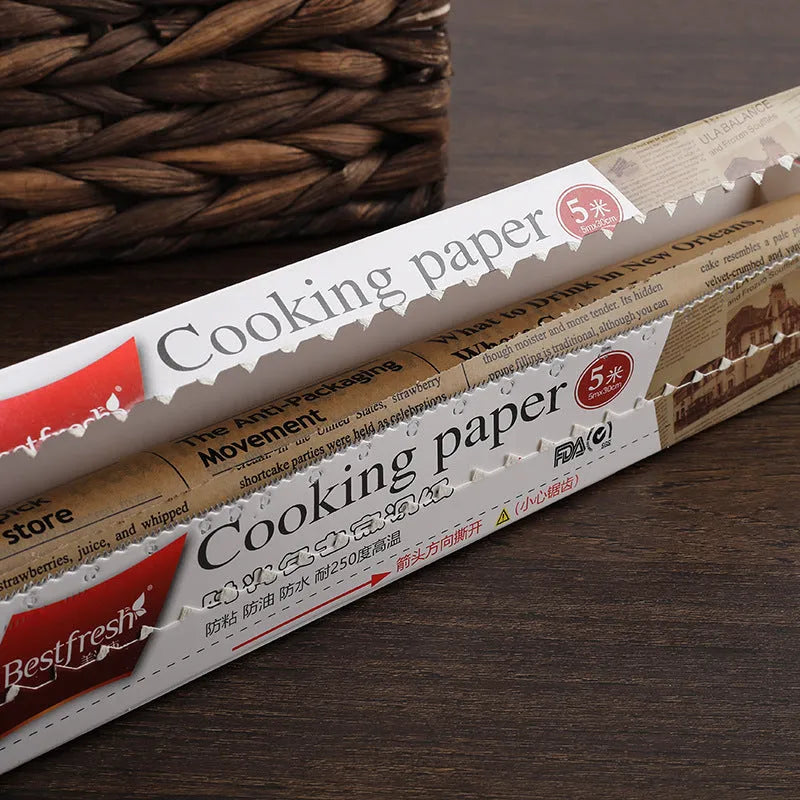 Retro newspaper pattern baking oiled paper roll 5 metres brown and white options
