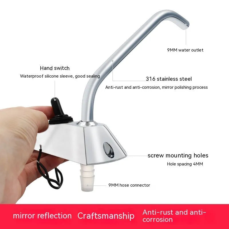 316 stainless steel electronic control rotating faucet for RV with 9mm connections