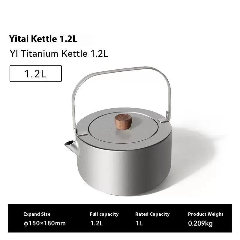 Titanium alloy 1.2L camping teapot for outdoor boiling