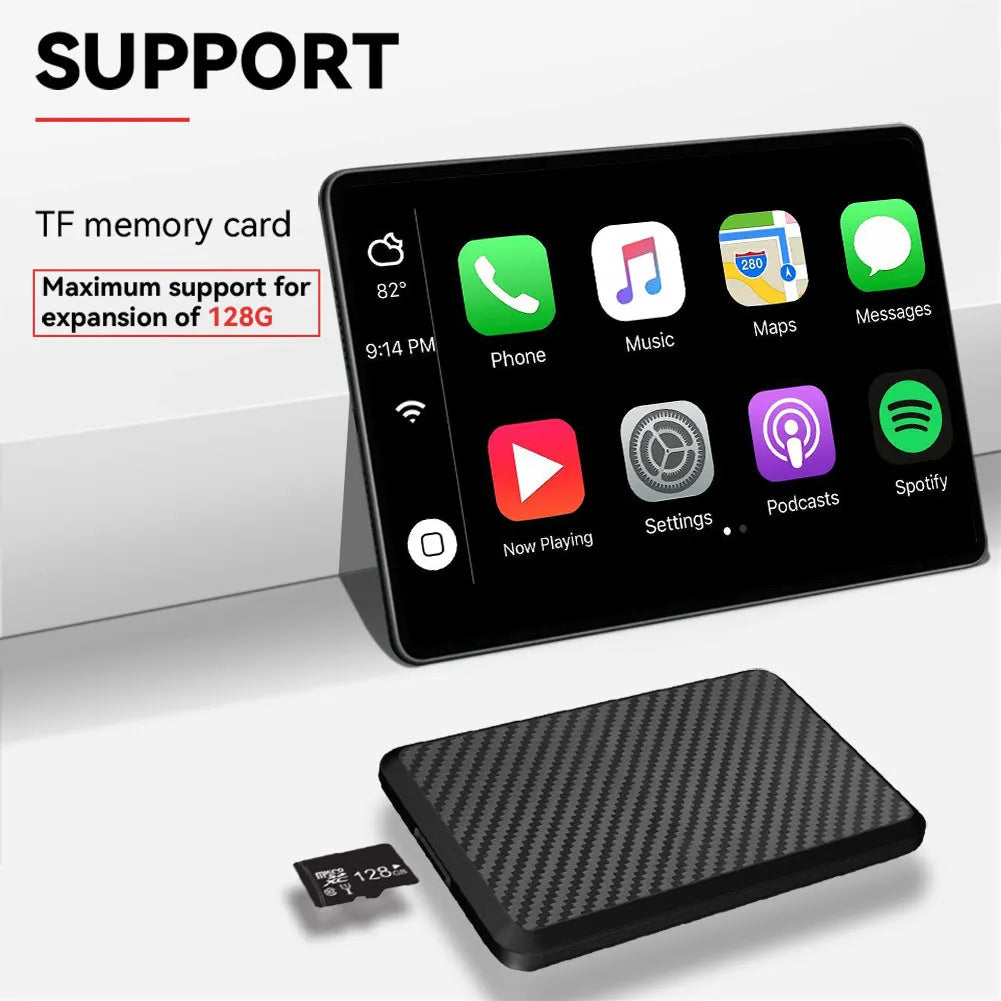 Black plastic wireless CarPlay box with Type-C interface for car navigation mirroring