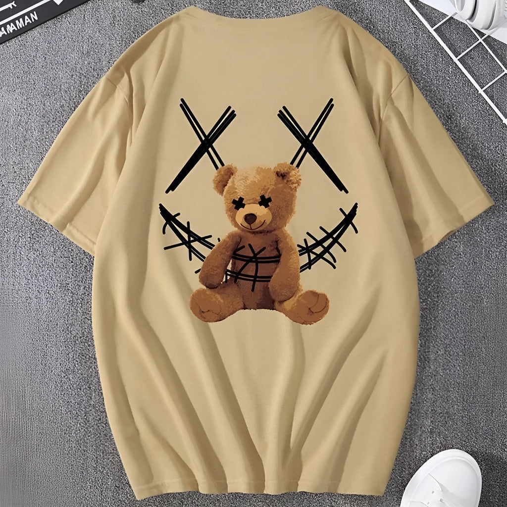 Fashion 3D short sleeved T shirt with cartoon print in polyester fibre, size S to 6XL, five colours
