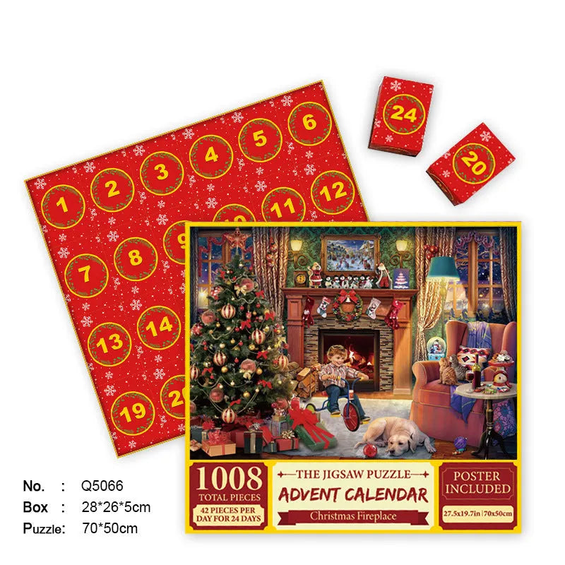 24-grid Christmas puzzle blind box countdown calendar box made of paper, 70x50 cm