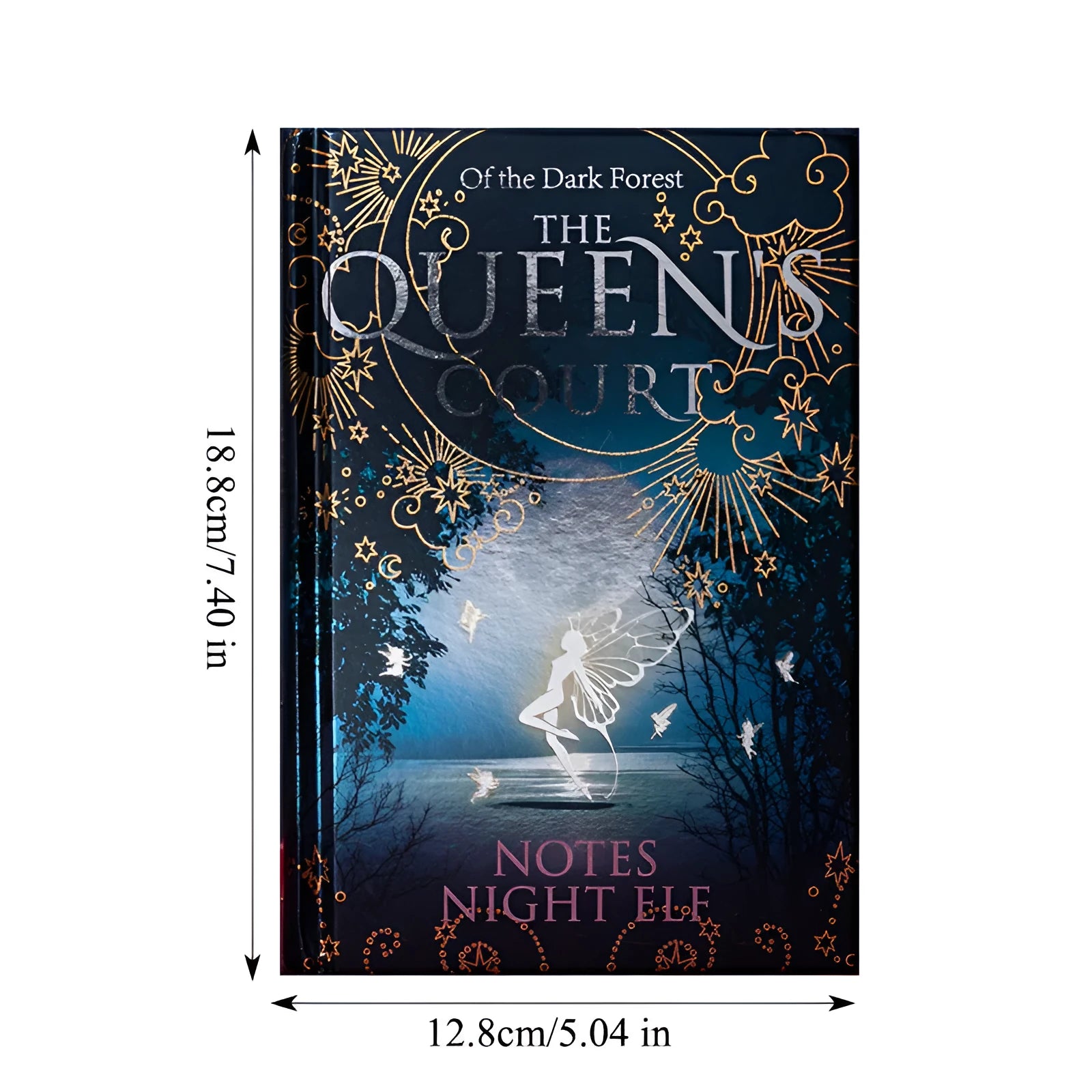 Blue A5 luminous hardcover notebook open to show full-colour illustrated pages.