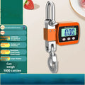 Digital electronic hook scale with display showing weight measurement