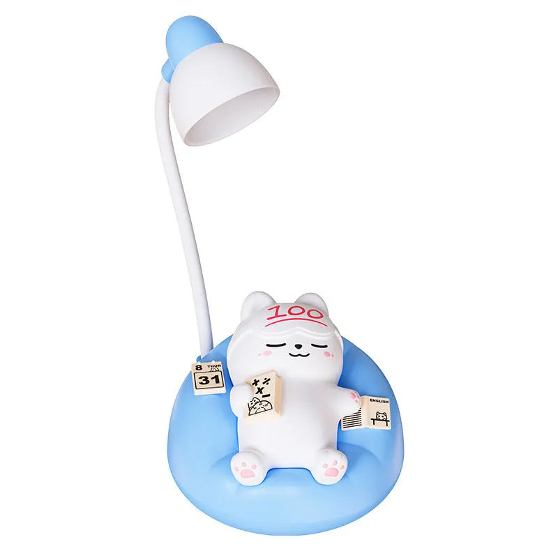 Creative Sleeping Cat small night lamp USB rechargeable pat lamp ABS PVC 84x84x152mm blue