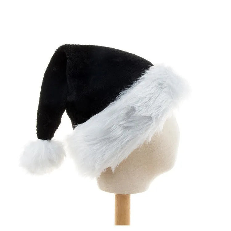 European-style plush polyester Christmas hat in red and black colour option