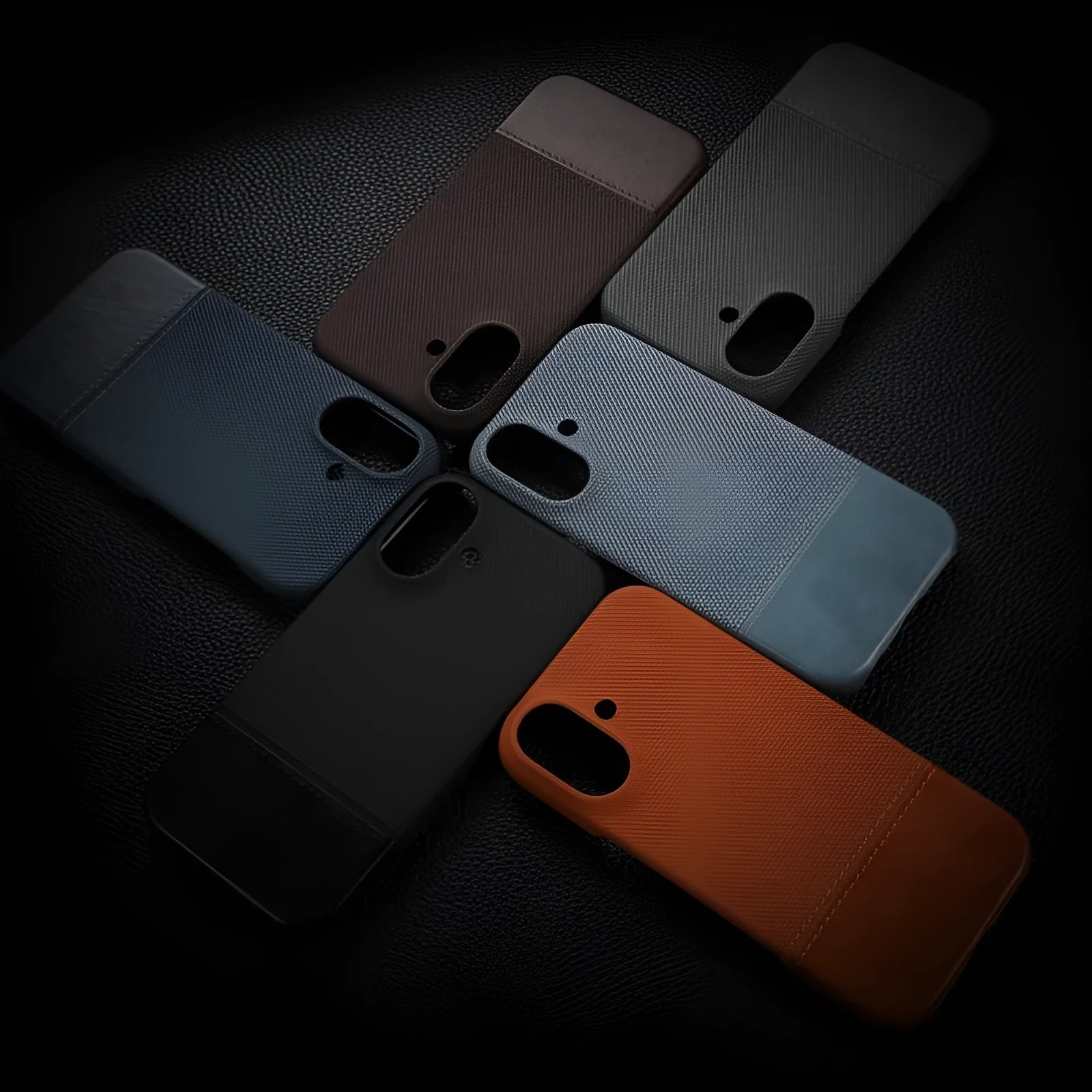 Simple business leather pattern anti-fall phone case for Apple iPhone in pigment leather grain golden finish