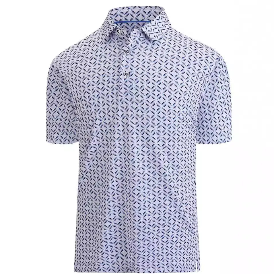 Men's 3D printed short sleeve top with zip decoration in Japanese retro style