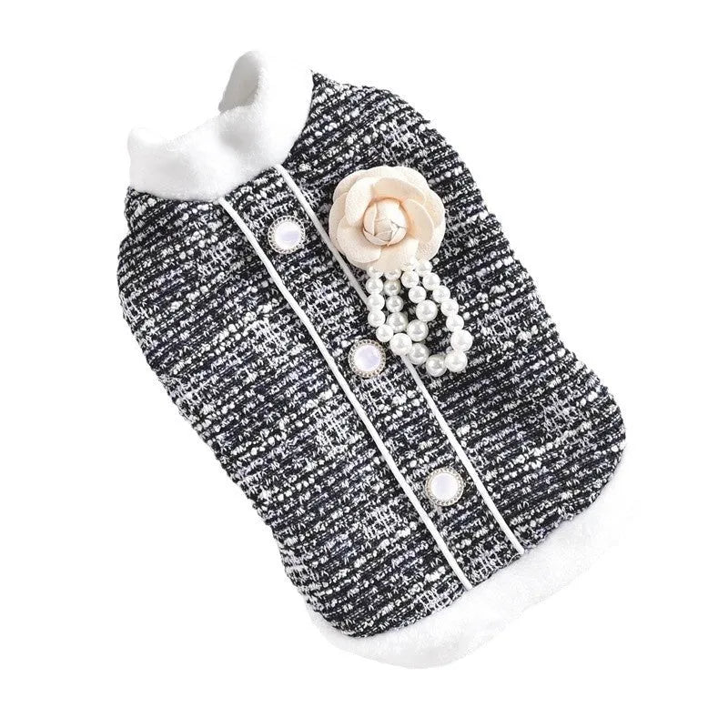 Black PU sausage jacket costume on a cat showing jacket-style design