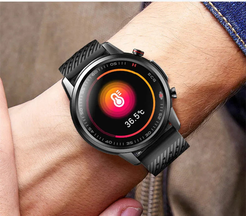 F800 ECG Blood Pressure Sports Smart Watch with black TPU wristband on wrist