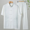 Men's cotton short-sleeved leisure suit in various colours for older gentlemen summer wear