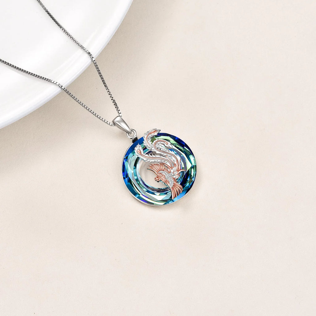Nirvana Phoenix necklace in sterling silver with crystal pendant and box chain