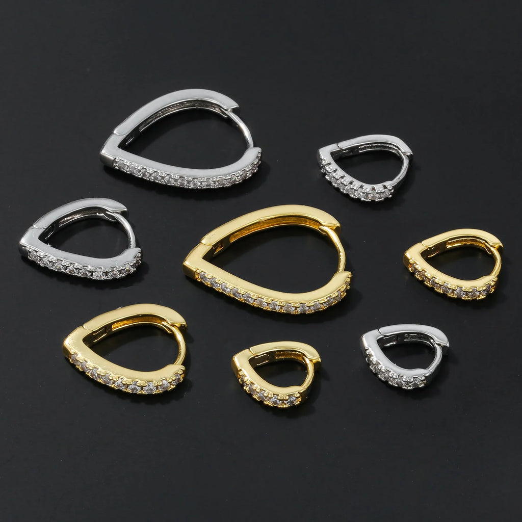 Gold geometric heart-shaped copper clip-on earring for women.