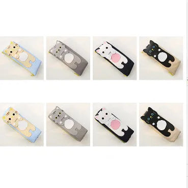 Cat cartoon canvas pencil case, square zipper pencil bag, 20x8cm, for female students