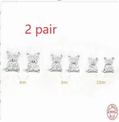 S925 sterling silver petal crystal flower stud earrings in gold finish