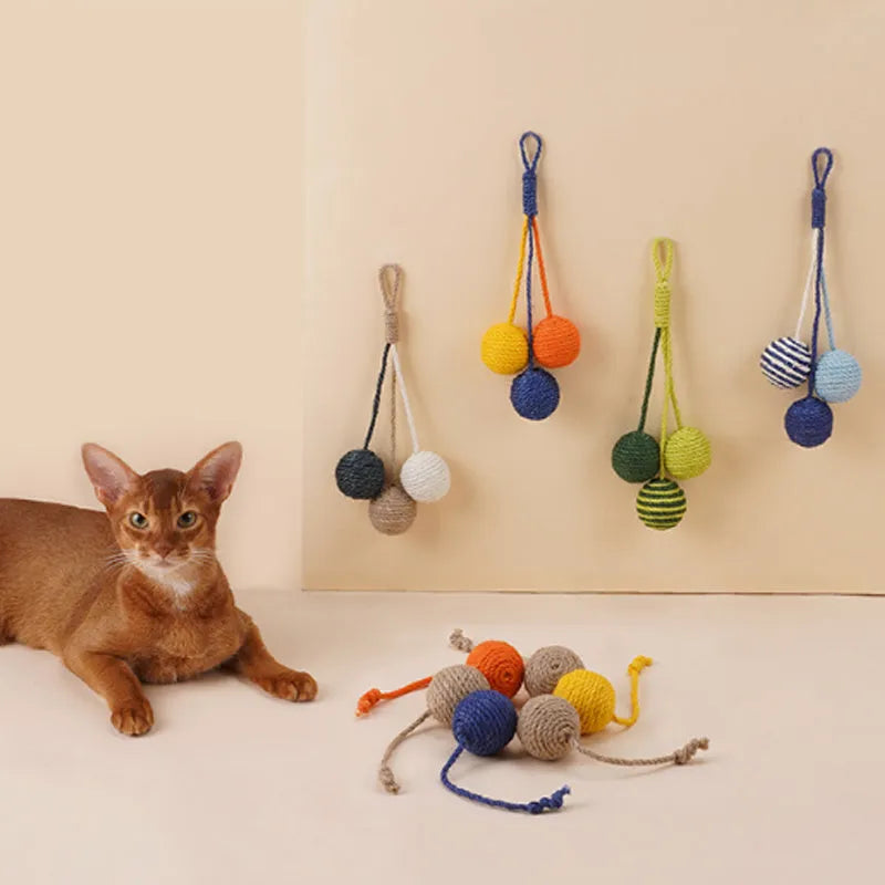 Cat toy set with teaser stick and catnip ball in multiple colour options
