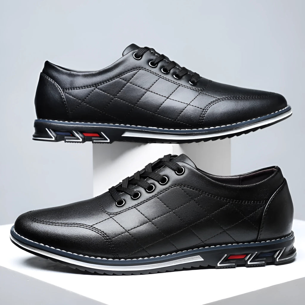 Non-slip casual sports shoes with rubber sole, lace-up design, available in black, red, blue, white