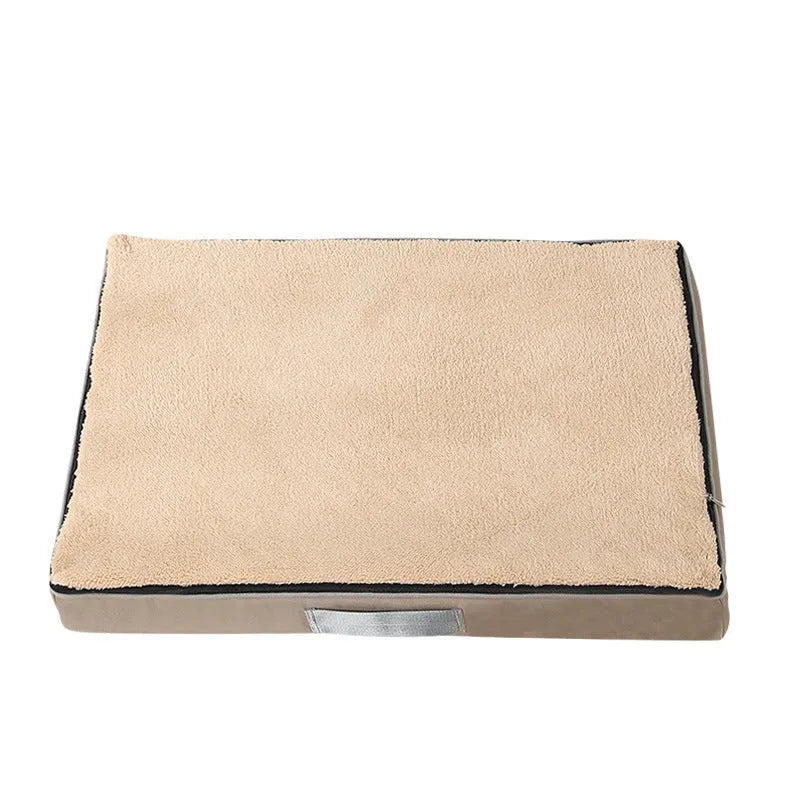 Removable washable memory sponge dog mat in brown colour showing textured shu cotton velvet sponge fabric surface