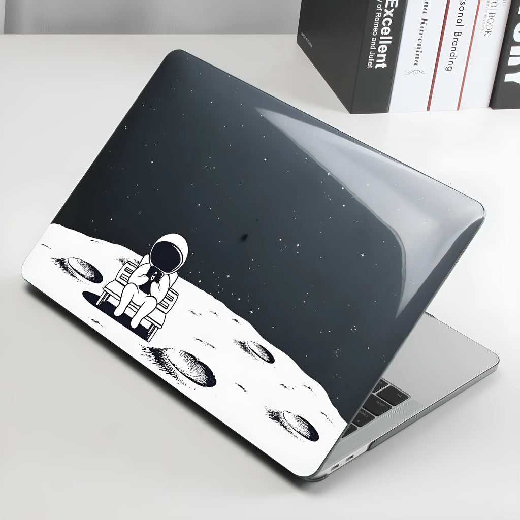 Black printing hard shell laptop case for MacBook Air 13 with silicone keyboard cover on white background