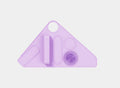 Silicone makeup auxiliary hand strap in four colours: purple, pink, blue, and black, on a light background showing regular size and flexible material.