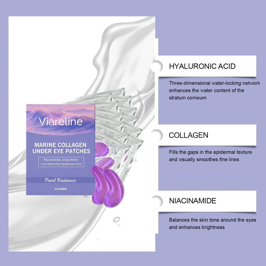 Collagen eye mask sheet for under eye hydration in 12 pair pack