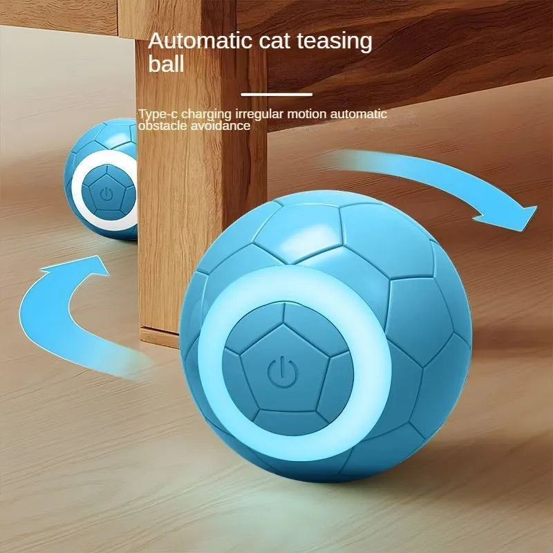 Gravity funny cat electric pet toy ball in rubber, single pack, shown in upgraded pink, yellow or blue