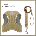 Brown cloth dog harness with a chest strap and hand-holding rope for walking control.