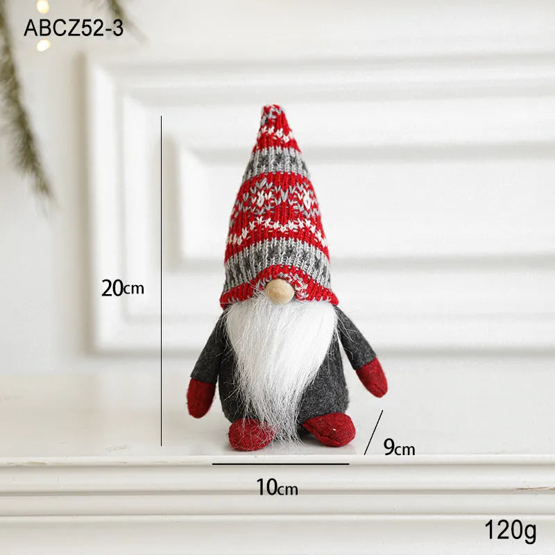 Faceless doll Christmas ornament in grey or red cloth with Santa Claus doll and Christmas Rudolf design, 14cm to 50cm