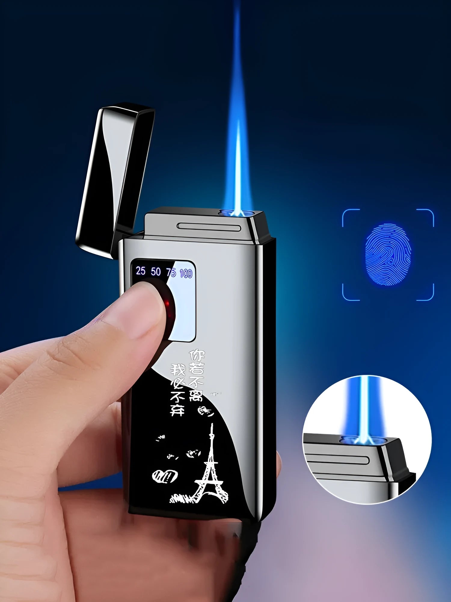 Electronic lighter with touch-screen charging interface and alloy construction in multiple colour options