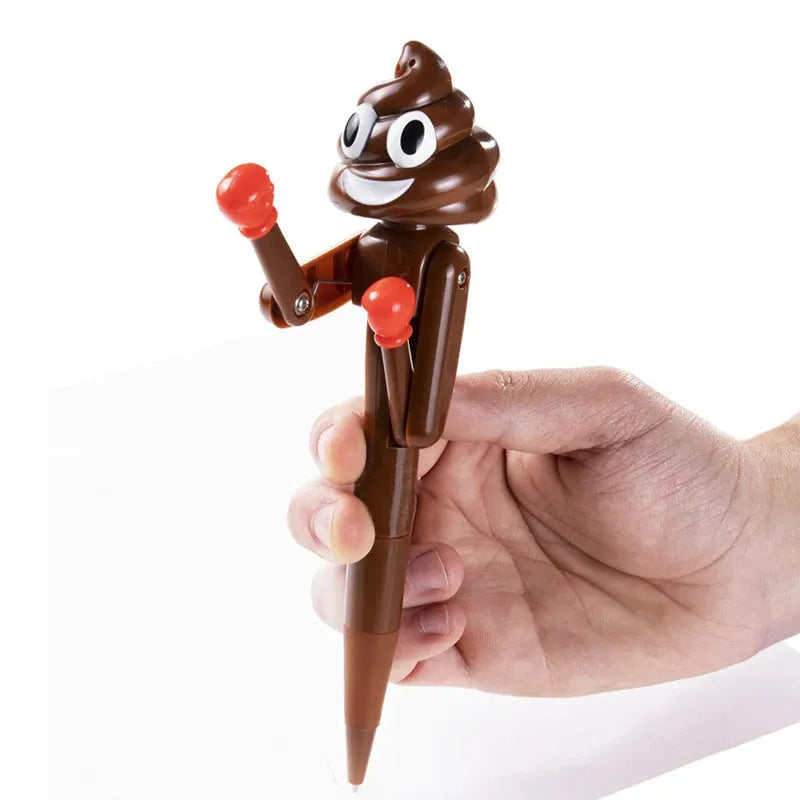 Novelty poop boxing creative tricky ballpoint pen in dark coffee colour made of plastic