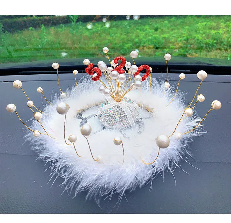 Clay diamond star decoration ornament for a car centre console in a modern colour design.