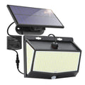 Solar wall light induction outdoor courtyard light with 468 LEDs and separate solar panel in black ABS plastic
