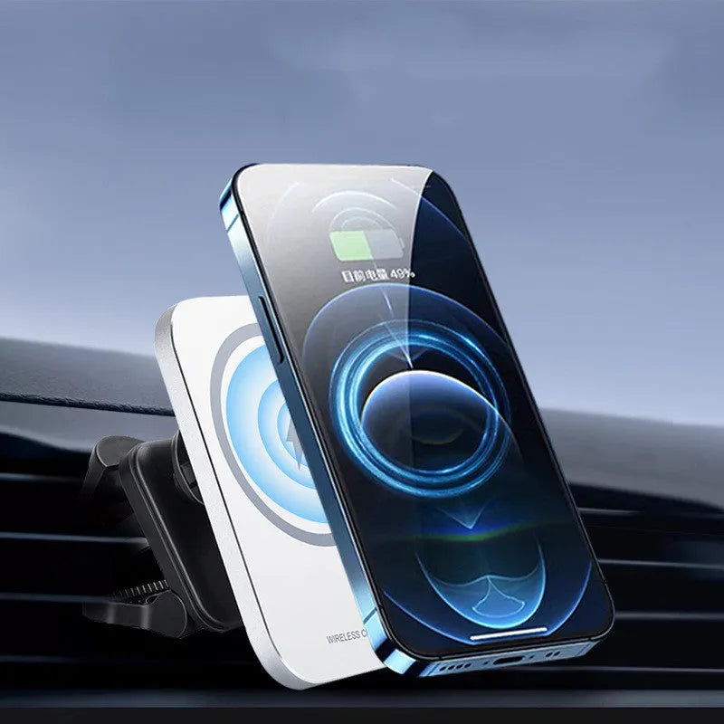 Black magnetic wireless charging car holder for iPhone 12 with Function King bracket