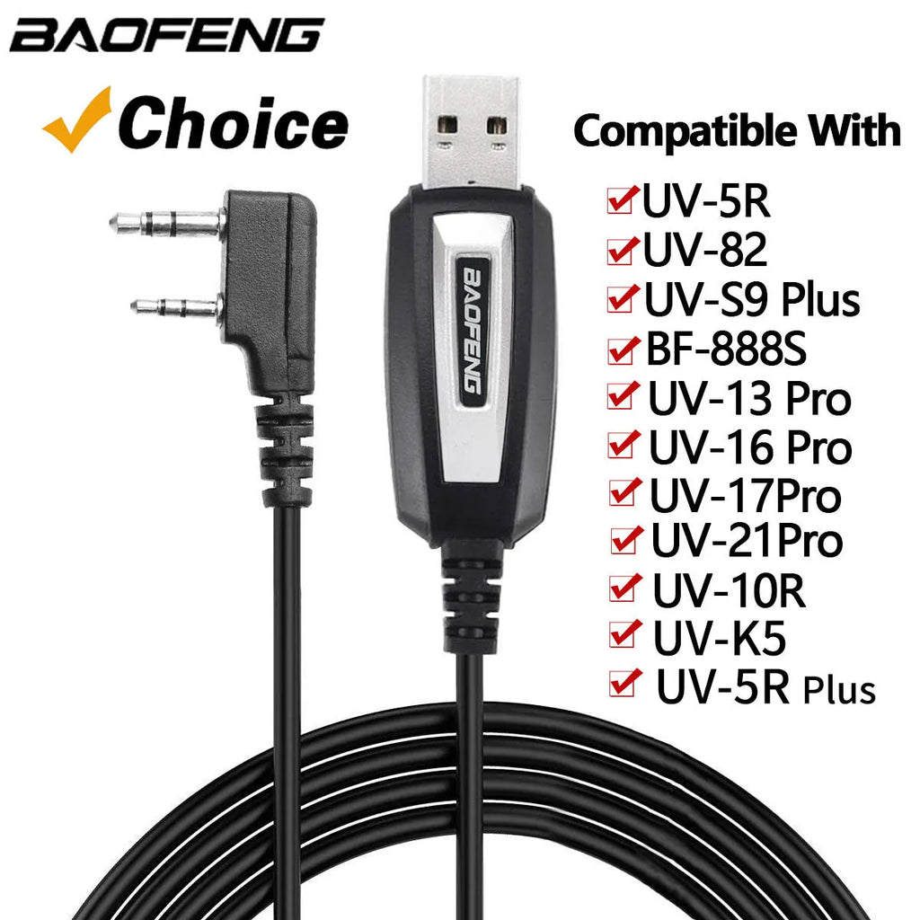 Baofeng 888S USB programming cable with drive and CD for PC radio programming.