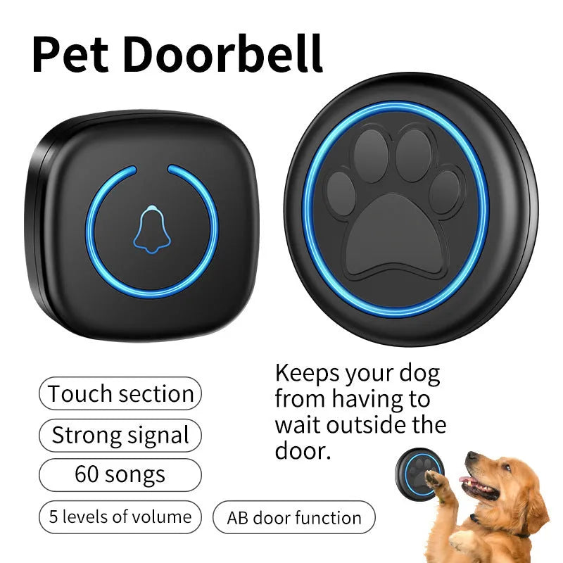 Waterproof wireless pet dog door touch bell in black or white with standard faceplate options