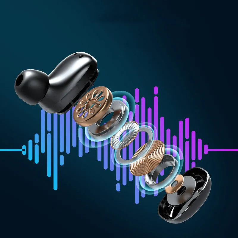 Mini in-ear Bluetooth headset in black or white with battery display, Bluetooth 5.0, 10m range and stereo earplug design