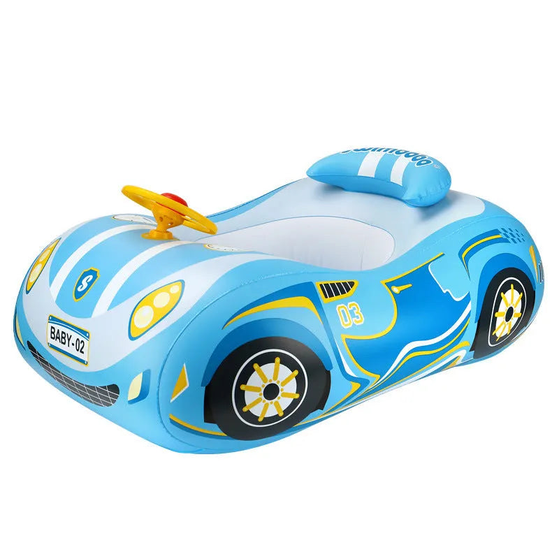 Children's inflatable swimming ring with cartoon sports car boat pattern for swimming