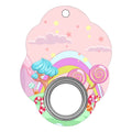 Plastic fidget spinner keychain with printed design on a keyring