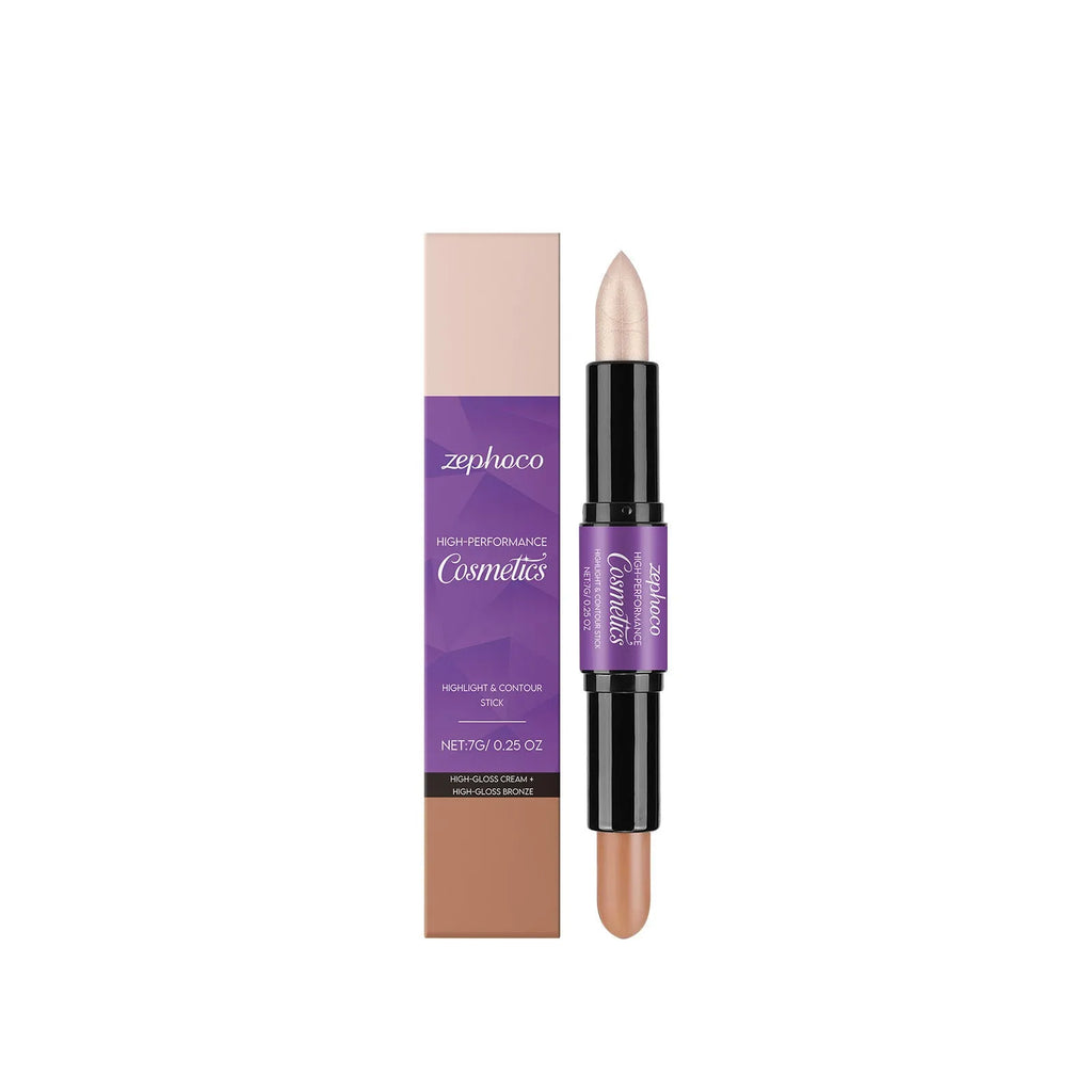 2-in-1 cream highlighter and contour stick make-up set in stick format