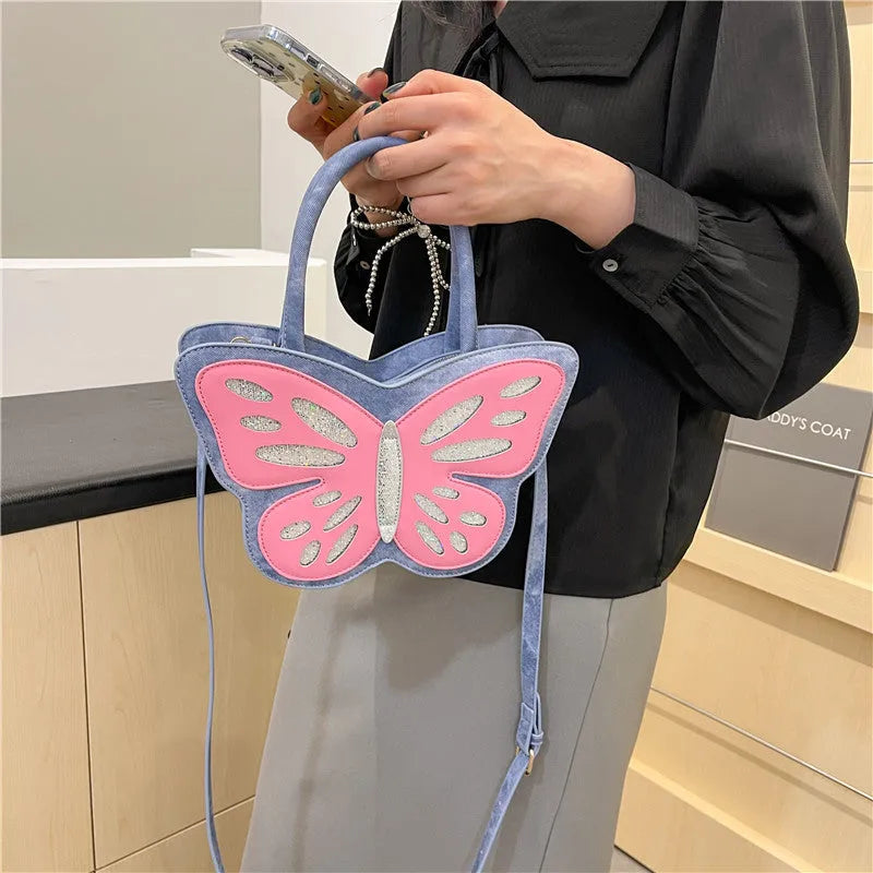 Square ladies crossbody bag in PU leather with contrast colour detailing