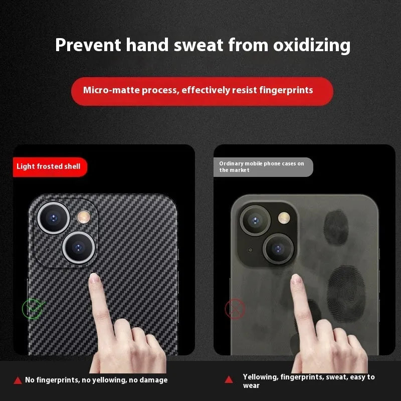 Black carbon fiber pattern ultra-thin PP hard shell phone case for iPhone, anti-fingerprint finish