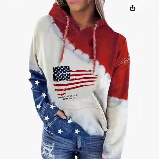 Men's loose fit digital print pullover hoodie in polyester blend fabric with hood and side pockets