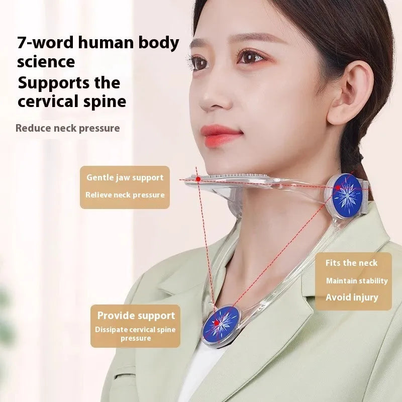 Adjustable neck brace cervical support in transparent, blue, and pink colours for adult and children users